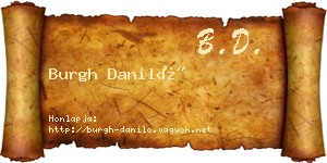 Burgh Daniló névjegykártya
